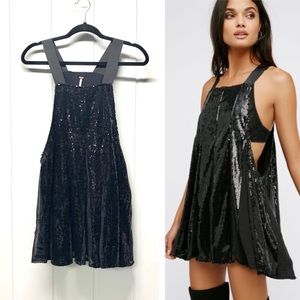 Free People Sequined Black Mini Dress Size XS